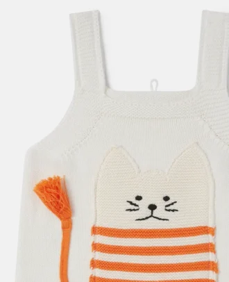 Strampler mit Katzenmotiv-Stickerei