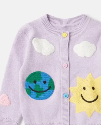 Strickjacke mit Earth Friends-Grafikstickerei