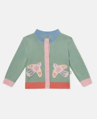 Strickjacke mit Tauben-Stickerei