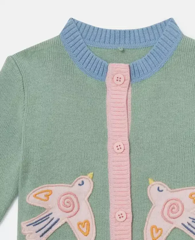 Strickjacke mit Tauben-Stickerei