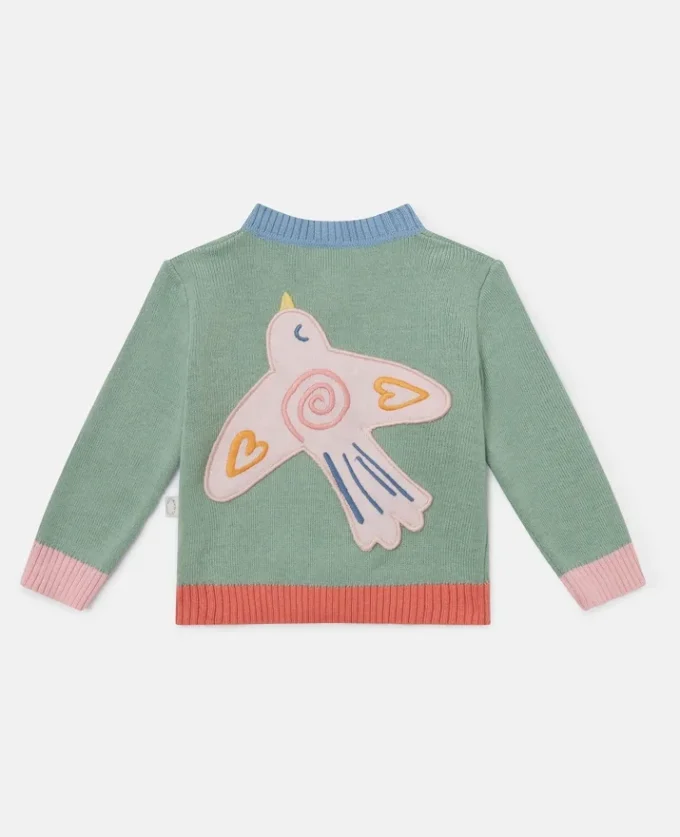 Strickjacke mit Tauben-Stickerei