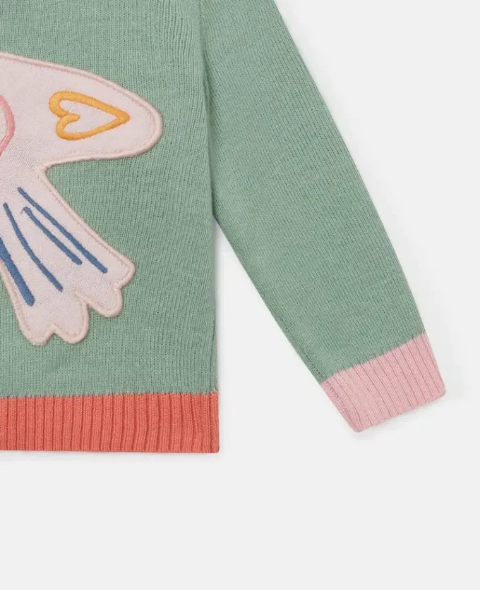Strickjacke mit Tauben-Stickerei