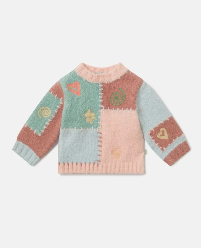 Strickpullover mit Rundhalsausschnitt und Stickerei