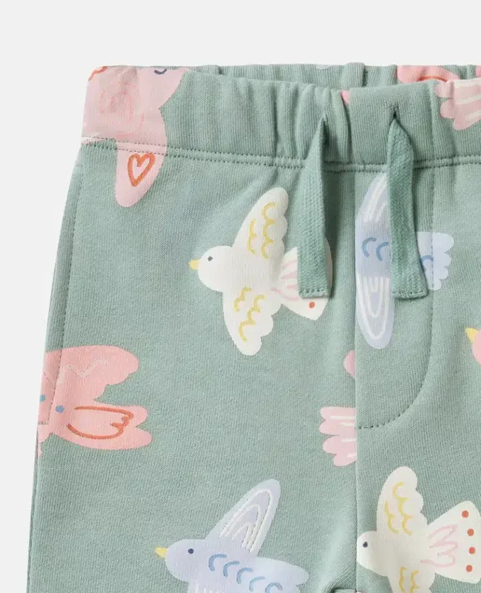 Sweathose mit Taillenkordel und Taubenprint