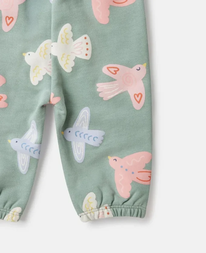 Sweathose mit Taillenkordel und Taubenprint