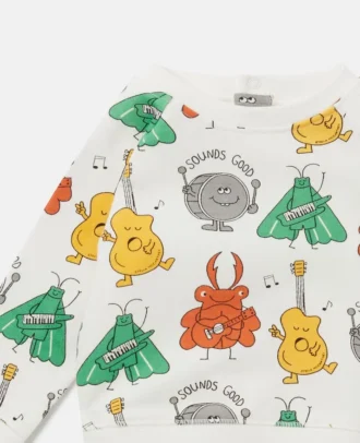 Sweatshirt mit Bug-Band-Print