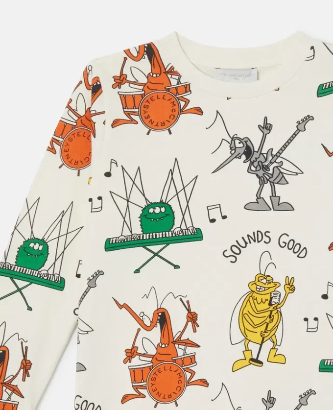 Sweatshirt mit Bug-Band-Print