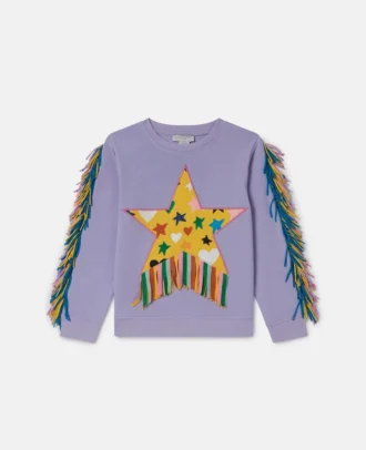 Sweatshirt mit Stern-Grafik und Fransen