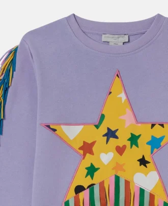Sweatshirt mit Stern-Grafik und Fransen