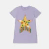 T-Shirt-Kleid mit Sternenprint und Fransen