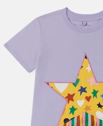 T-Shirt-Kleid mit Sternenprint und Fransen