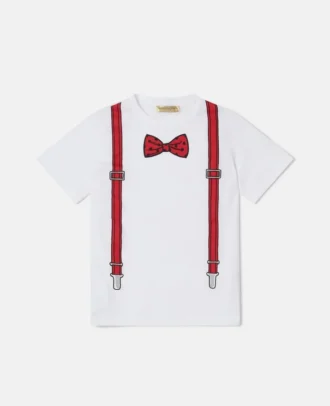 T-Shirt mit Fliegen- und Hosenträger-Print