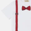 T-Shirt mit Fliegen- und Hosenträger-Print