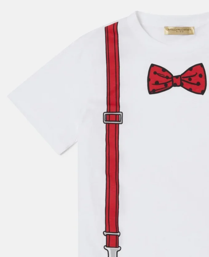 T-Shirt mit Fliegen- und Hosenträger-Print