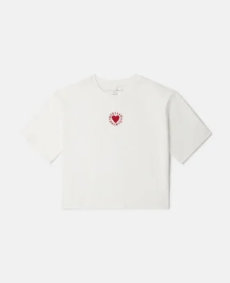 T-Shirt mit Herzstickerei