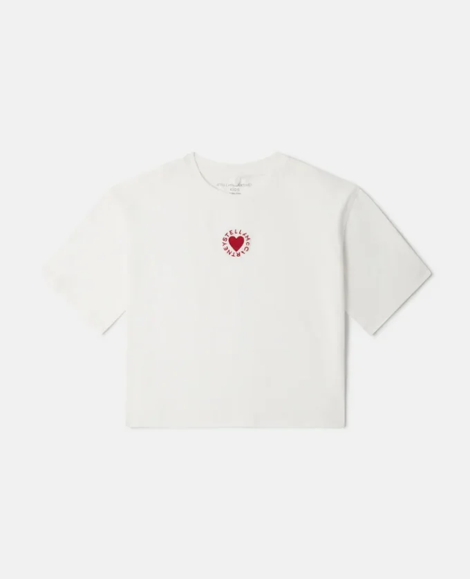 T-Shirt mit Herzstickerei