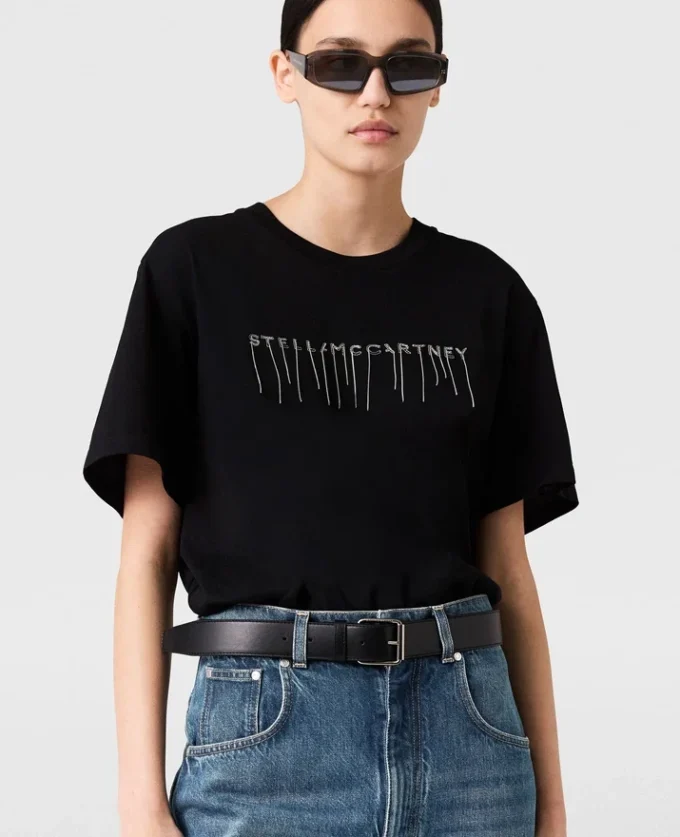 T-Shirt mit Rundhalsausschnitt und Logo-Stickerei
