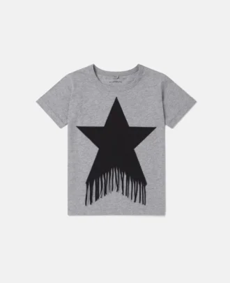 T-Shirt mit Stern-Grafik und Fransen