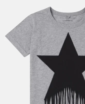 T-Shirt mit Stern-Grafik und Fransen