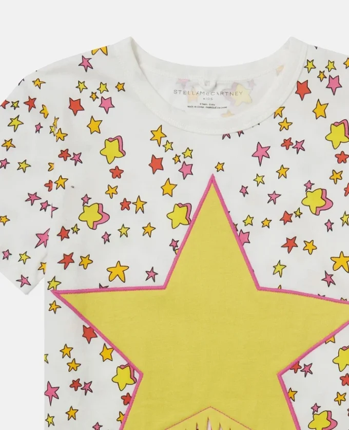 T-Shirt mit Stern-Grafik und Fransen