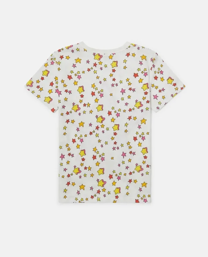 T-Shirt mit Stern-Grafik und Fransen