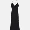 Tief ausgeschnittenes Maxikleid mit Kristall-Halterneck