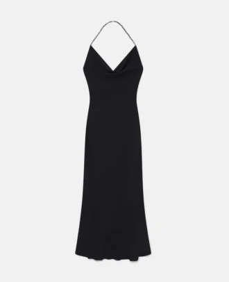 Tief ausgeschnittenes Maxikleid mit Kristall-Halterneck