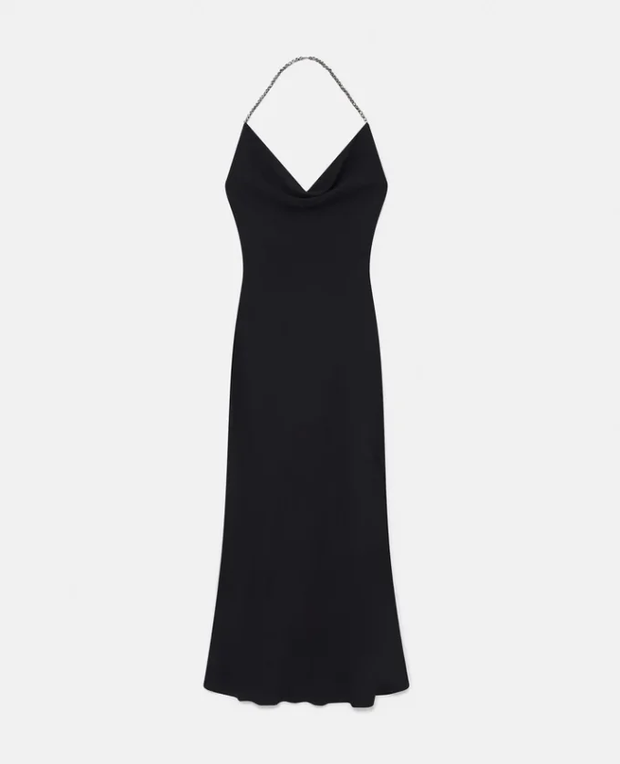 Tief ausgeschnittenes Maxikleid mit Kristall-Halterneck