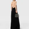 Tief ausgeschnittenes Maxikleid mit Kristall-Halterneck