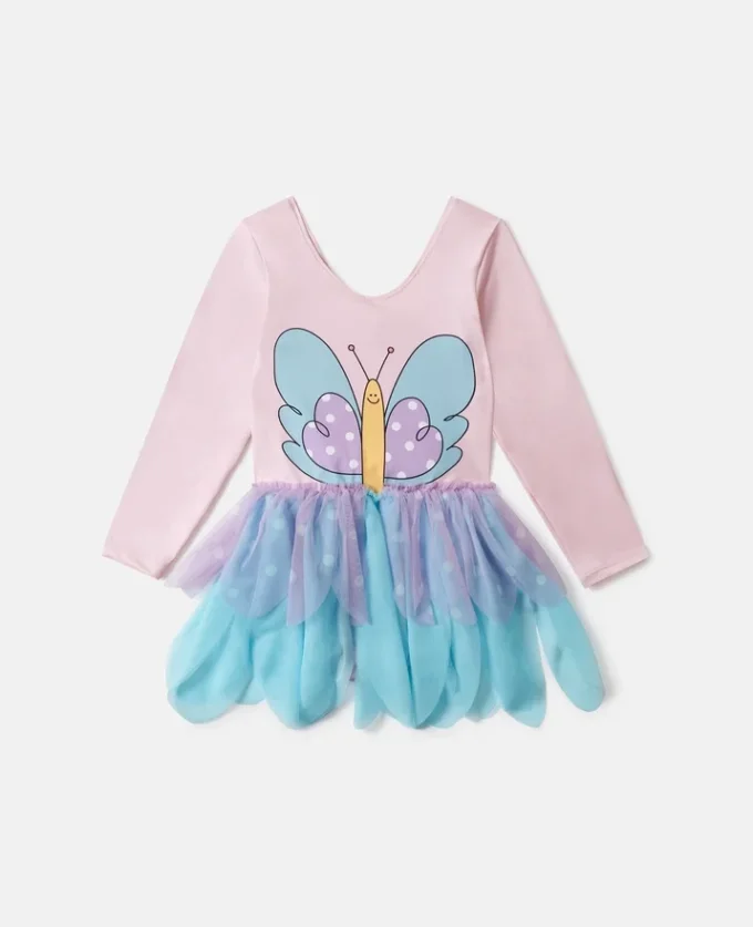 Tüllkleid mit Schmetterlingsprint