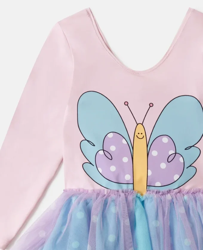 Tüllkleid mit Schmetterlingsprint