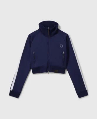 Trackjacke mit hohem Kragen und doppelten Streifen