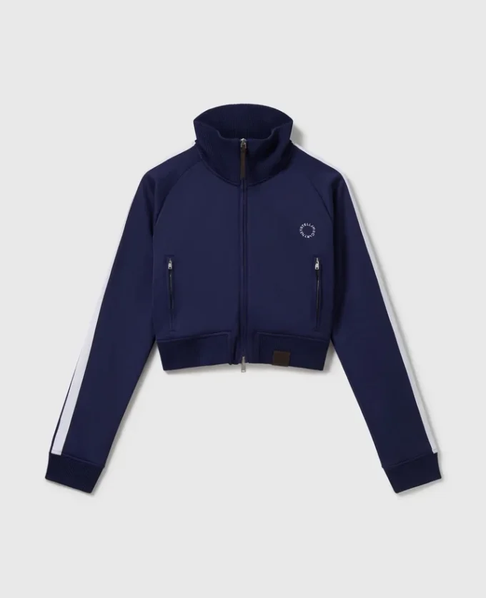 Trackjacke mit hohem Kragen und doppelten Streifen