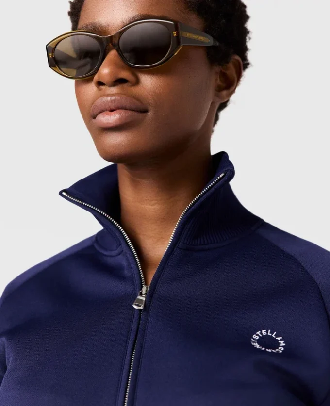 Trackjacke mit hohem Kragen und doppelten Streifen