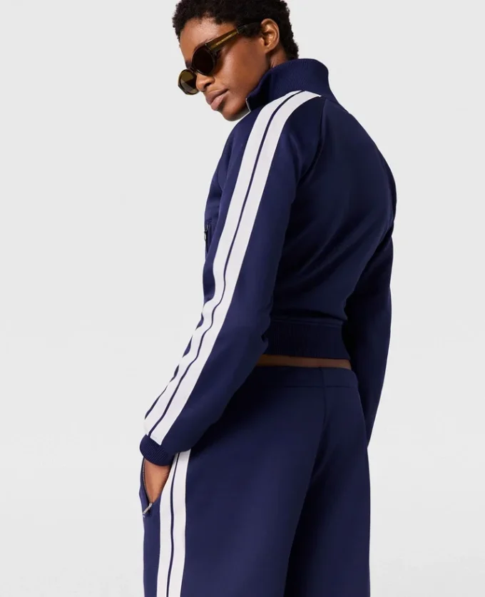 Trackjacke mit hohem Kragen und doppelten Streifen