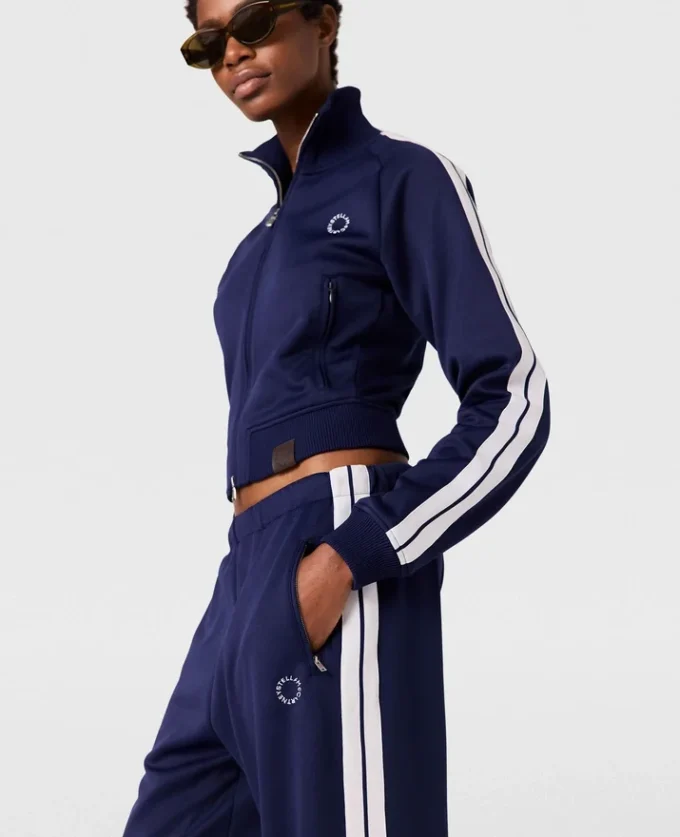 Trackjacke mit hohem Kragen und doppelten Streifen