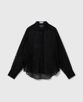 Transparentes Chiffonhemd mit Polka-Dot-Muster