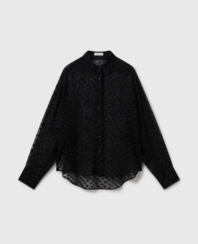 Transparentes Chiffonhemd mit Polka-Dot-Muster