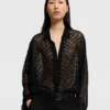 Transparentes Chiffonhemd mit Polka-Dot-Muster