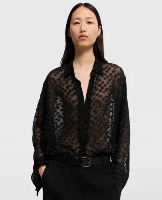 Transparentes Chiffonhemd mit Polka-Dot-Muster