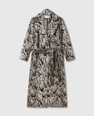 Trenchcoat mit Gürtel und Cloud-Leopard-Jacquardmuster