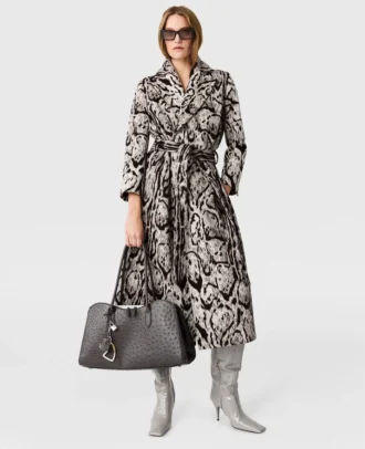 Trenchcoat mit Gürtel und Cloud-Leopard-Jacquardmuster