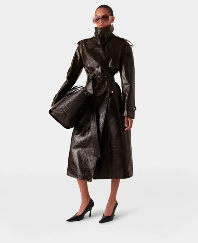 Trenchcoat mit Krokodilprägung