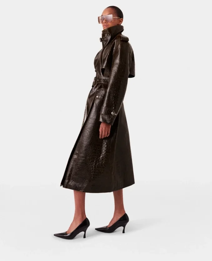 Trenchcoat mit Krokodilprägung