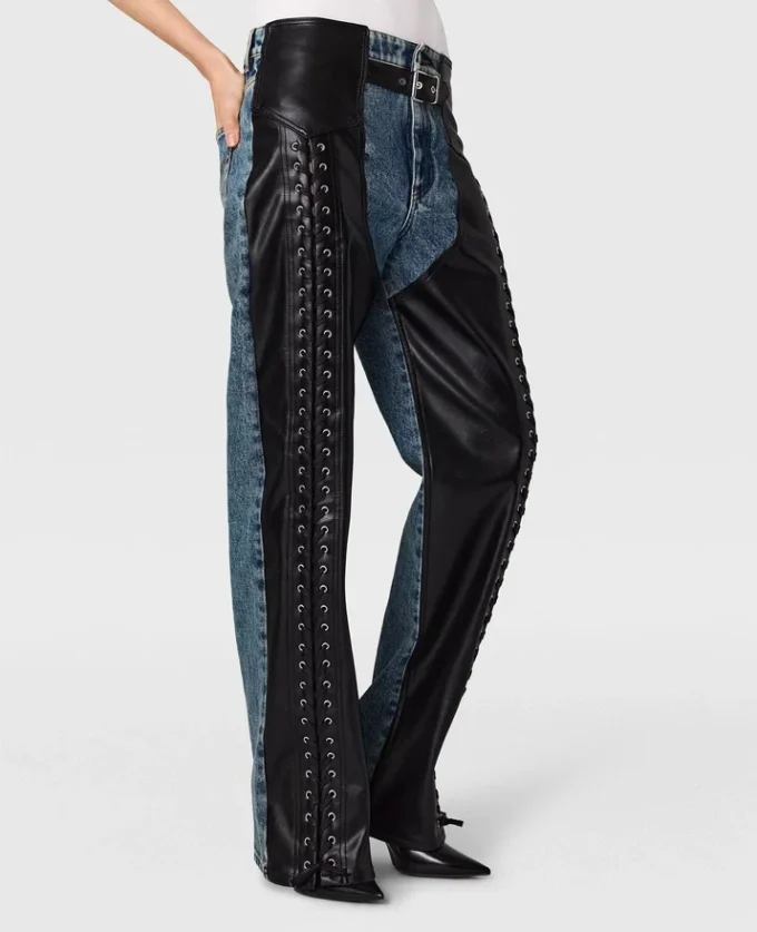 Vegane Chap-Jeans mit Schnürung
