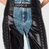 Vegane Chap-Jeans mit Schnürung