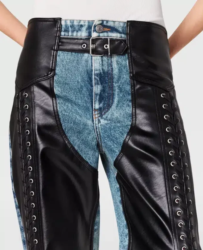 Vegane Chap-Jeans mit Schnürung