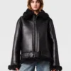 Vegane Shearling-Jacke mit Gürtel