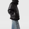 Vegane Shearling-Jacke mit Gürtel