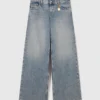 Vintage-Waschung Weite Jeans